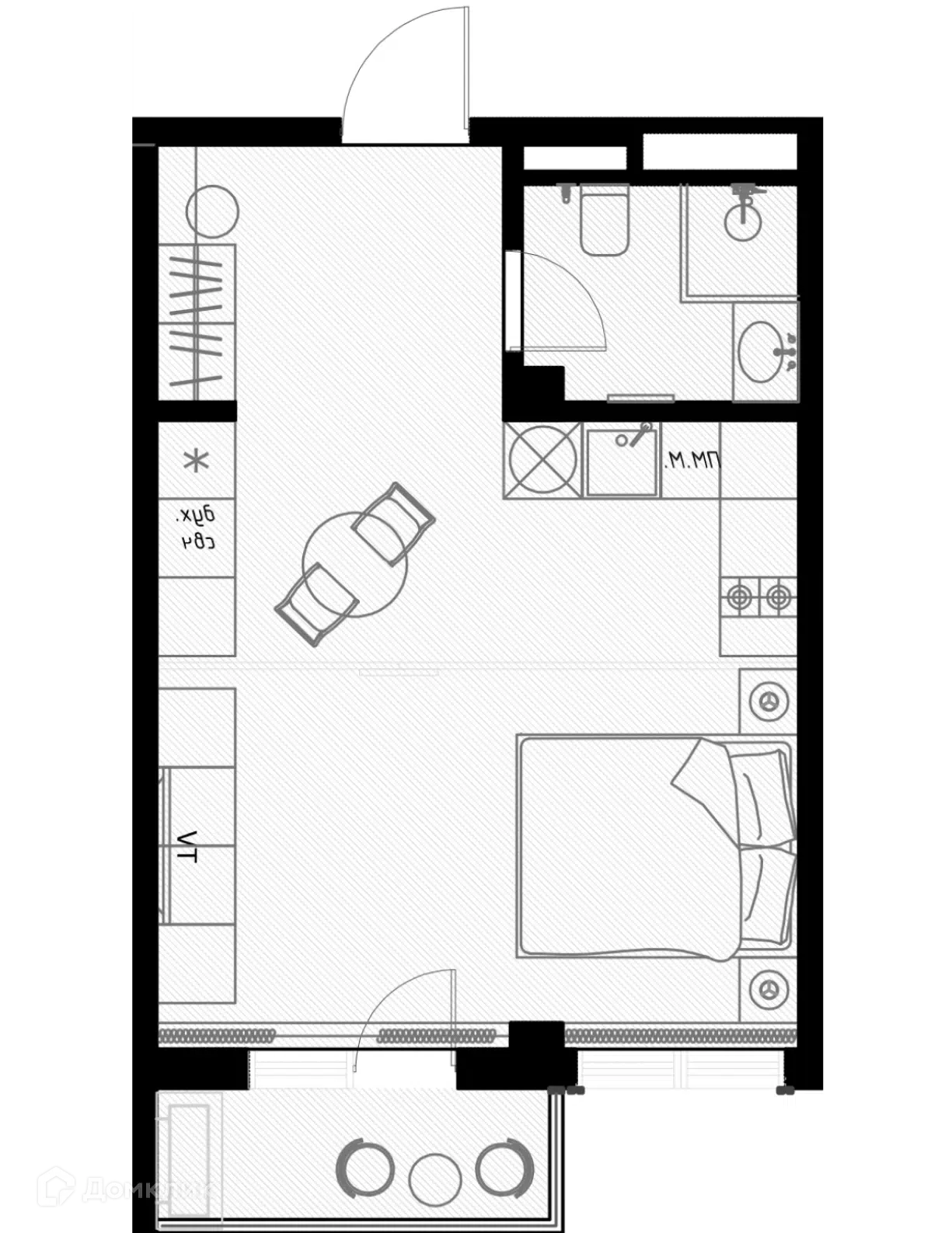 Планировка: Студия 35.90 м² в новостройке Оливия
