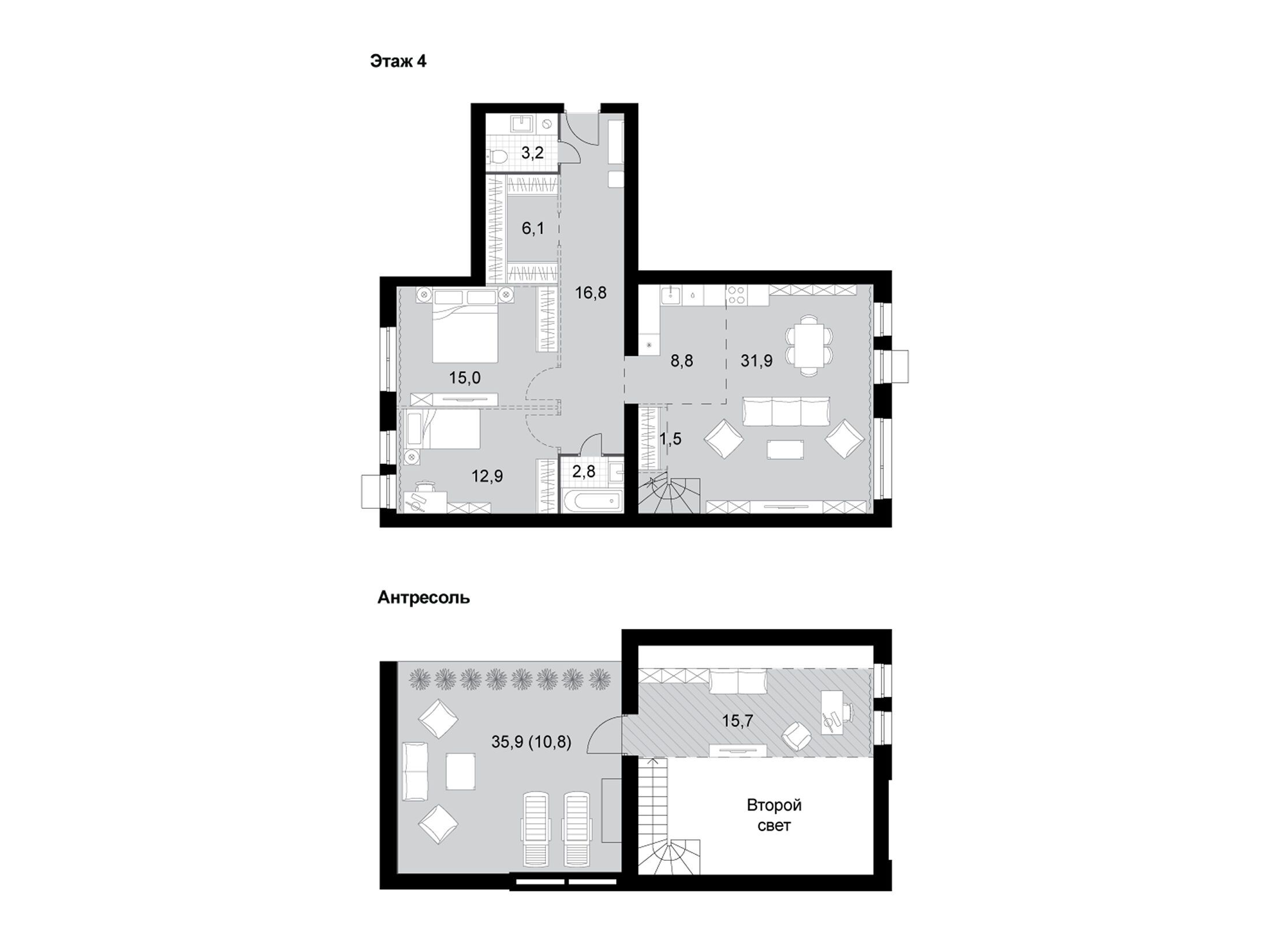 Планировка: 4-комн. квартира 125.50 м² в новостройке ЖК Дубровицы клаб