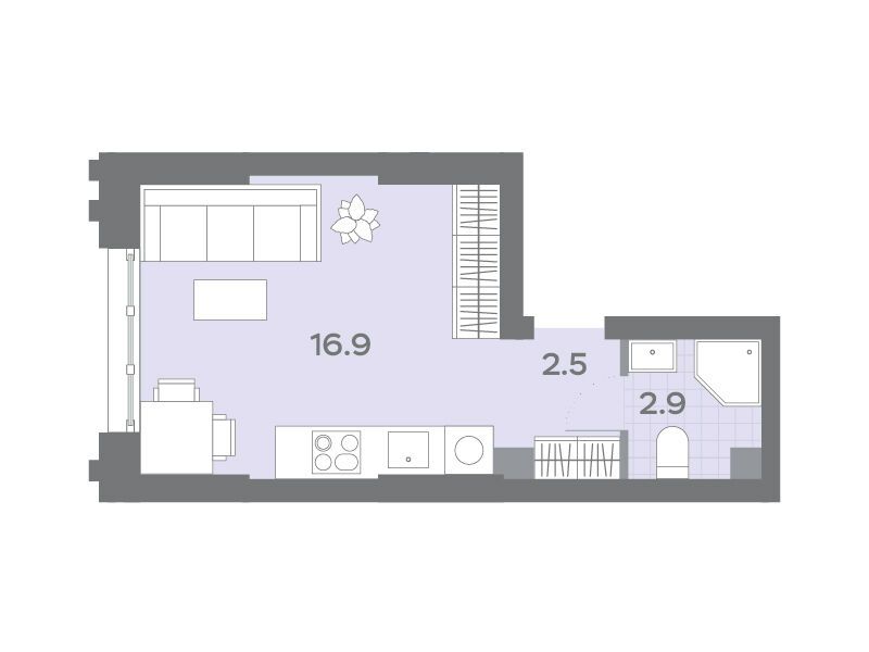 Планировка: Студия 22.60 м² в новостройке ЖК Дмитровское Небо