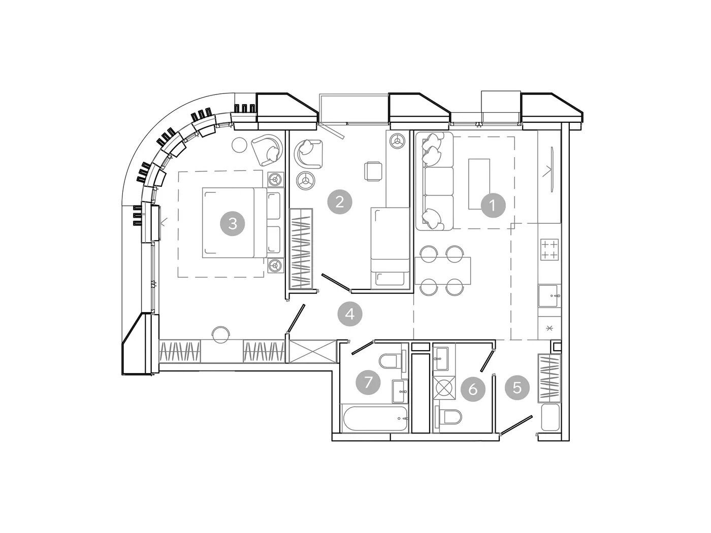 Планировка: 3-комн. квартира 66.90 м² в новостройке Уно.Соколиная гора