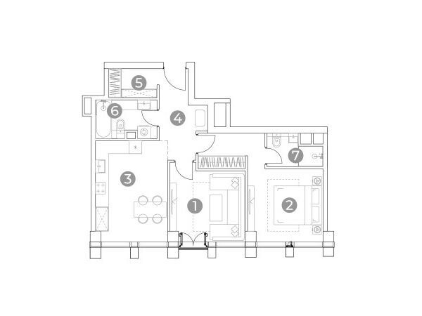 Планировка: 2-комн. квартира 62.50 м² в новостройке Эмоушн