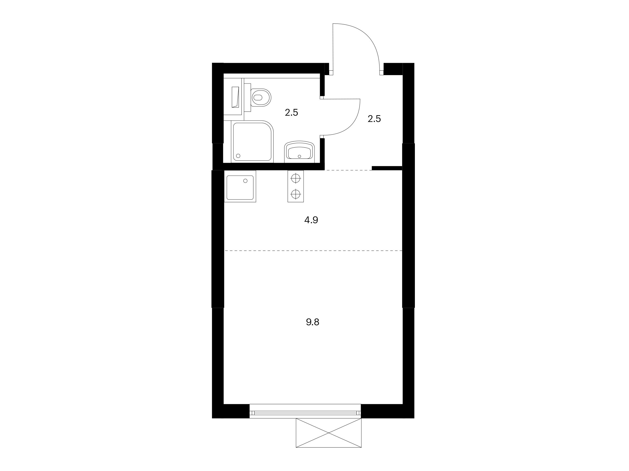Планировка: Студия 19.70 м² в новостройке ЖК Кузьминский лес