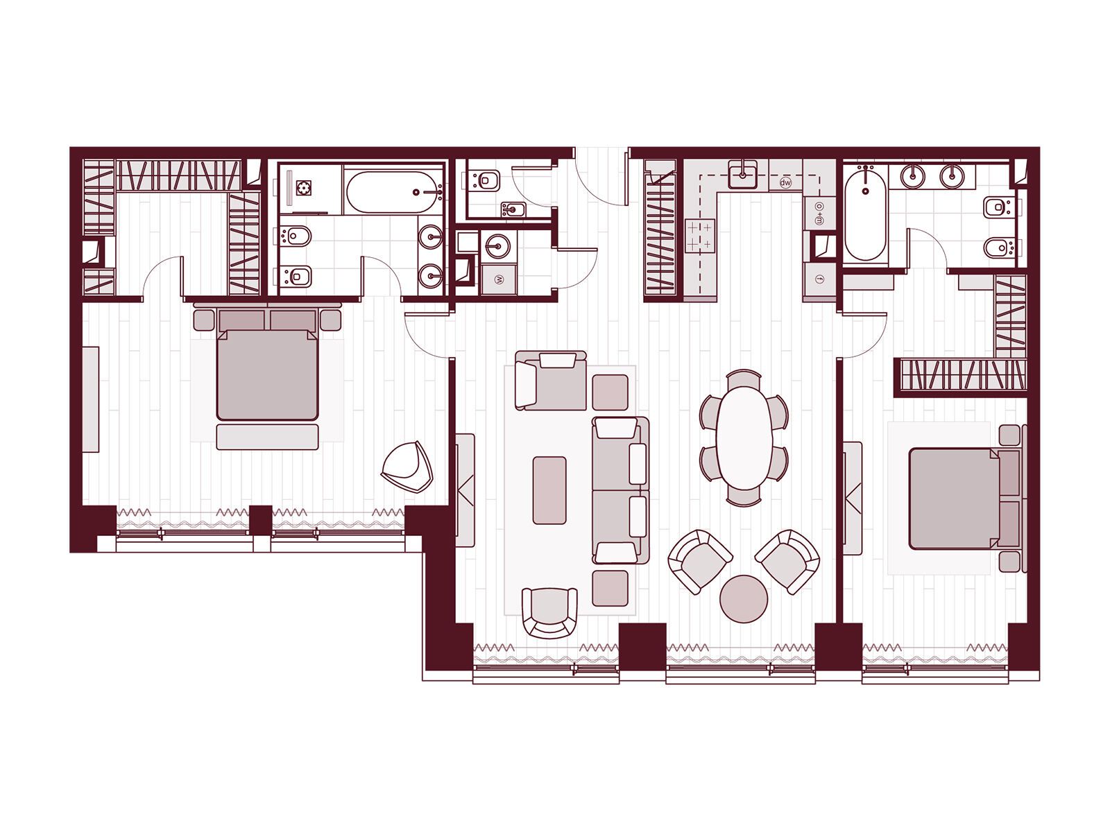 Планировка: 3-комн. квартира 126.20 м² в новостройке ЖК Прайм Парк