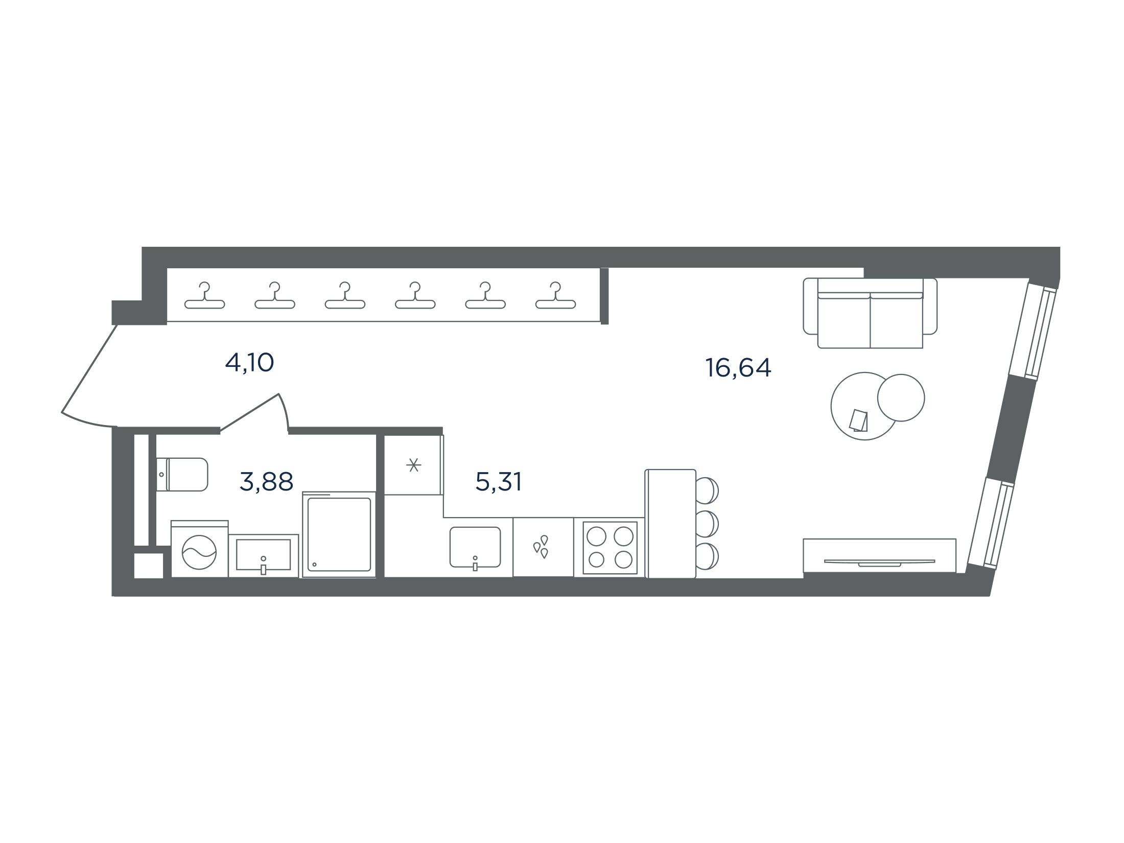 Планировка: 1-комн. квартира 29.93 м² в новостройке Сикрет Гарден